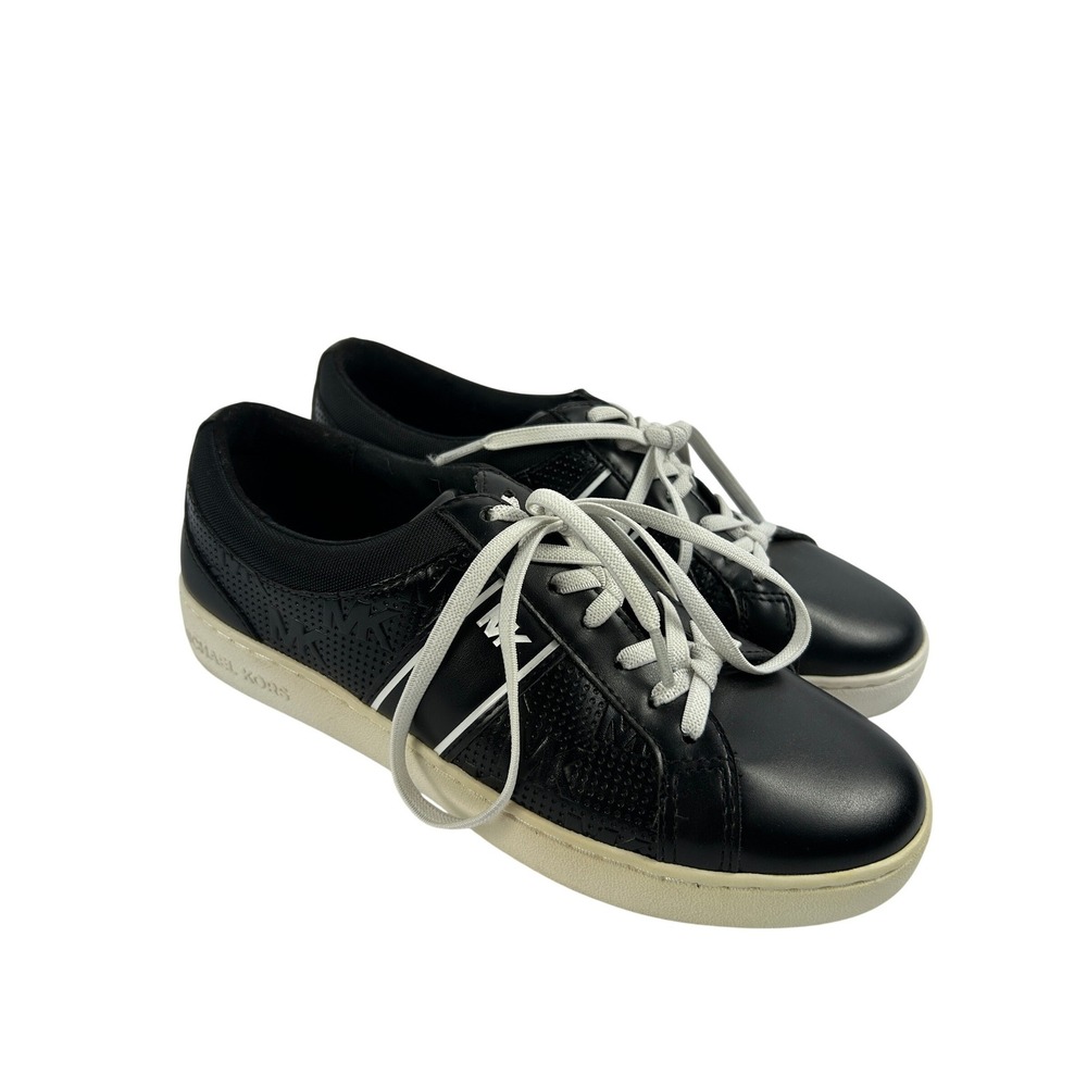 Michael‎ Kors Black White Perforated MK Logo Low Top Sneakers Size 6M